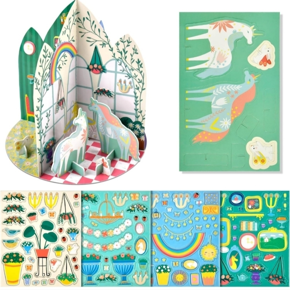 Colorful Unicorn and Garden Playset